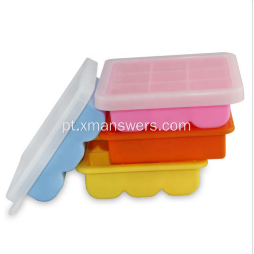 Molde para cubos de gelo de silicone personalizado com tampas